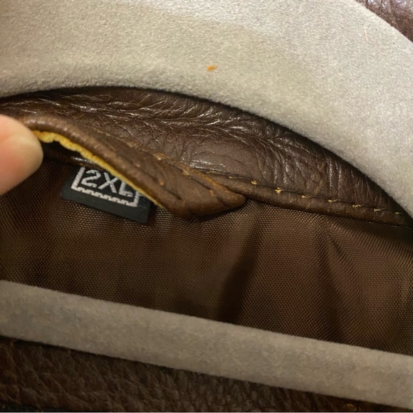 LM Jackets 2X Men’s Distressed Brown Leather Bomber Aviator Coat NWT - Picture 7 of 14